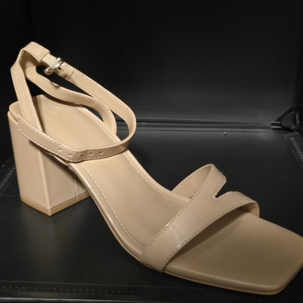 Elegant Beige Block Heel Sandals
